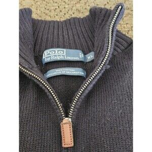 Polo Ralph Lauren 1/4 Zip Knit Sweater Pullover Black Purple Pony Men's Size XL